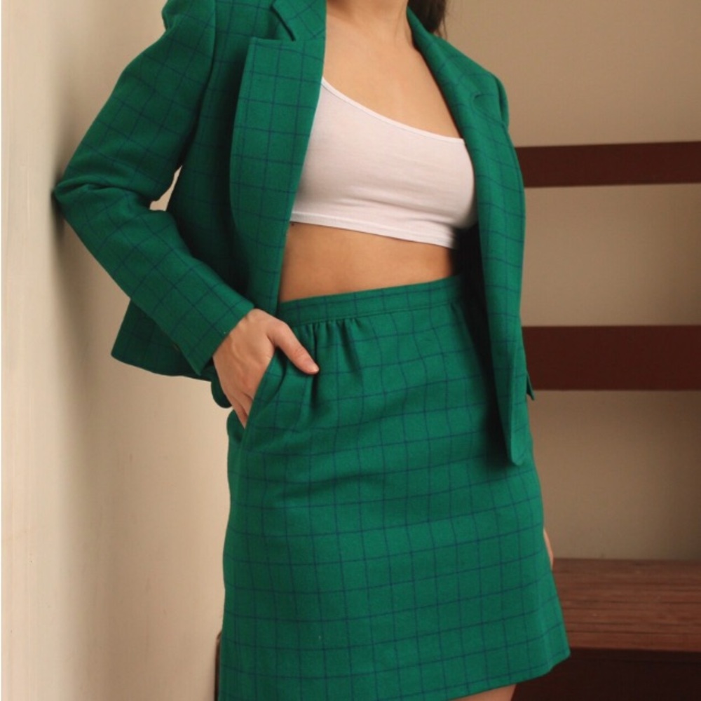 handmade Pendleton checkered skirt set